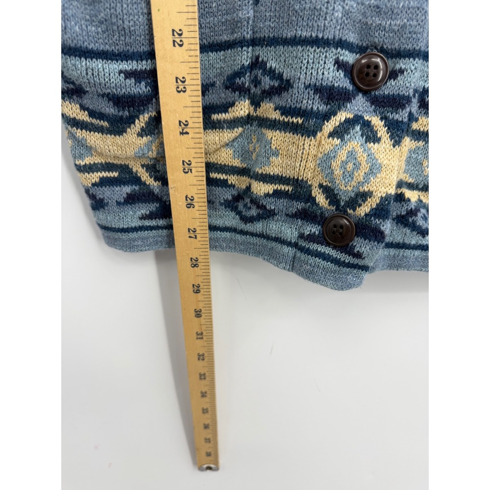 Polo Ralph Lauren Southwestern Cardigan Sweater Women S Blue Aztec Shawl Neck - Picture 5 of 9